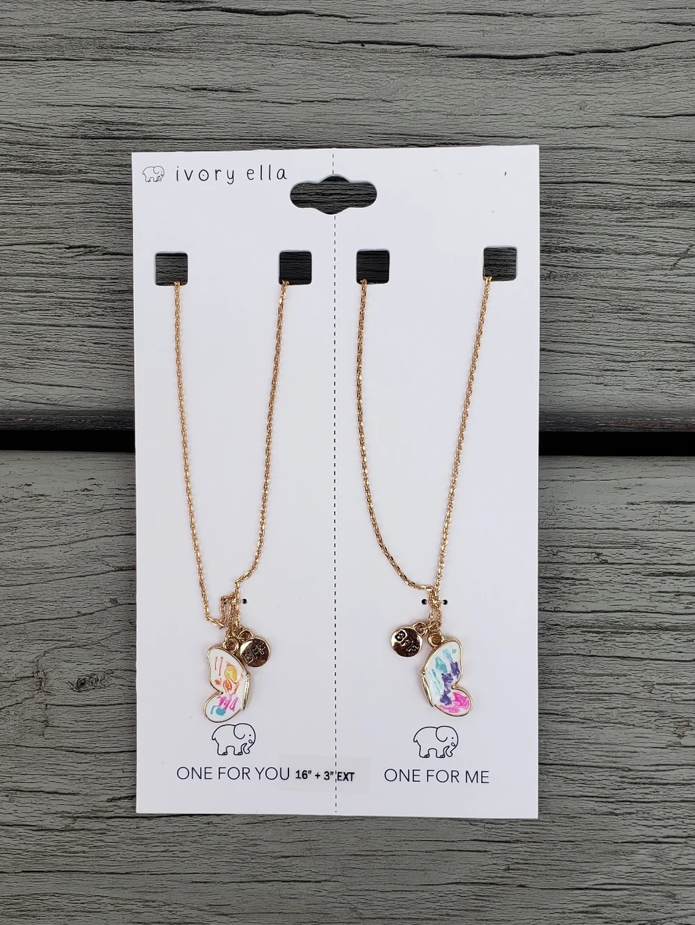 Ivory Ella Gold and Multicolor BFF Butterfly Necklaces 16